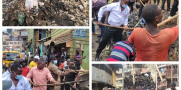 Bukavu : Le ministre  Didier kabi  sur le terrain, prêche d’exemple dans l’évacuation des immondices stockés à Irambo