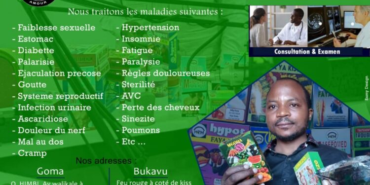 Bukavu : Médecine Tradi moderne AMOUR KICHEKO, ce cabinet qui est venu apporter des solutions à des nombreuses maladies