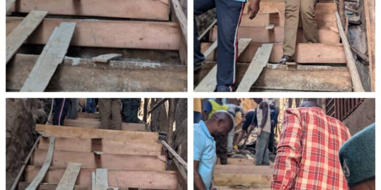 KADUTU : Me Byamungo Kazimiri salue l’évolution rapide des travaux d’escaliers sur l’avenue Hôpital Général et réitère son engagement pour une commune propre.