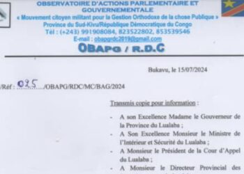 RDC: KAJIT MWAKU Charly désigné point focal provincial du mouvement citoyen OBAPG RDC dans la province de Lualaba