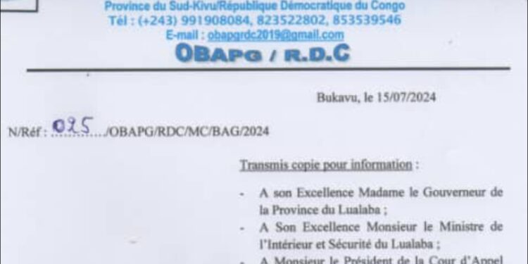 RDC: KAJIT MWAKU Charly désigné point focal provincial du mouvement citoyen OBAPG RDC dans la province de Lualaba