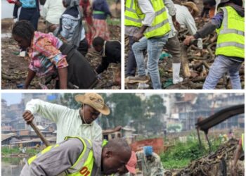 Bukavu : Travaux communautaires, le président du marché dit de libération, Tombola Urbain avec ses vendeurs s&rsquo;activent pour un marché propre