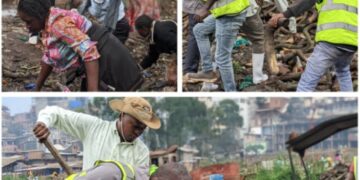 Bukavu : Travaux communautaires, le président du marché dit de libération, Tombola Urbain avec ses vendeurs s&rsquo;activent pour un marché propre