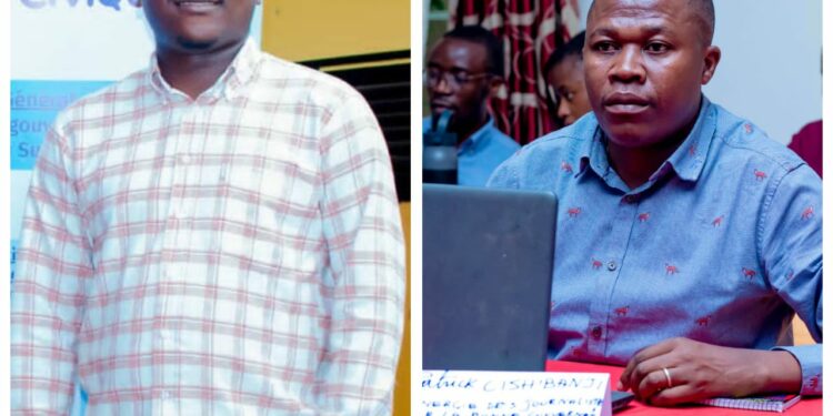 Bukavu : Le coordonnateur de la synergie des journalistes pour la bonne gouvernance au Sud-Kivu, Patrick Cishibanji et l’adjoint Trésor Kyembwa remercient search for common ground après la formation de Bukavu et Goma