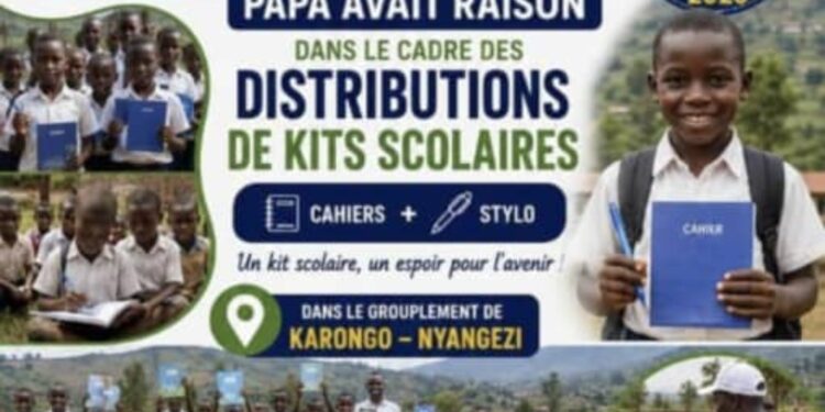 « Un cahier aujourd’hui, un avenir demain » : l’Association Papa Avait Raison mobilise pour les enfants vulnérables de Nyangezi